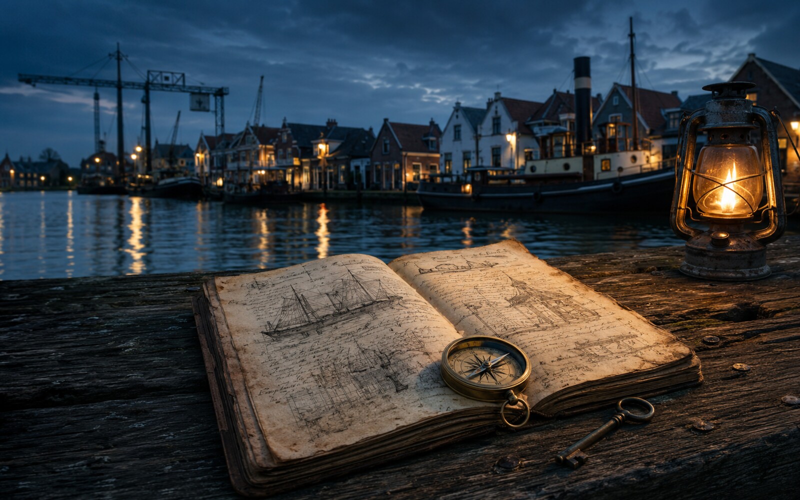 Escapetour Alblasserdam, een kade, boek en compas.